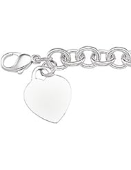 Clevereves Sterling Silver 7 1 2 Inch Round Link Bracelet W Heart