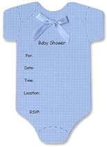 12 Blue Onesie Baby Shower Invitations - Baby Shower Invitation Set with Envelopes