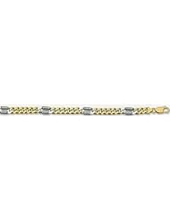 8mm X 6mm Fancy Two Tone Gold Link Bracelet 9"