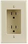 Leviton 689-I 15 Amp 1-Gang Recessed Duplex Receptacle, Residential Grade, with Screws Mounted to Housing, Ivory