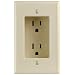Leviton 689-I 15 Amp 1-Gang Recessed Duplex Receptacle, Residential Grade, with Screws Mounted to Housing, Ivory