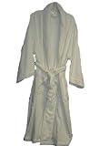 Unisex Adults Cotton Woven White Color Terry Shawl Collar Bath Robe. One Size Fit All. (Prepack=20 PCS, White Color Only, Each $15.00)