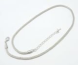 Brass Snake Chain Necklace, Bright Silver Color, 19 In. With Extender