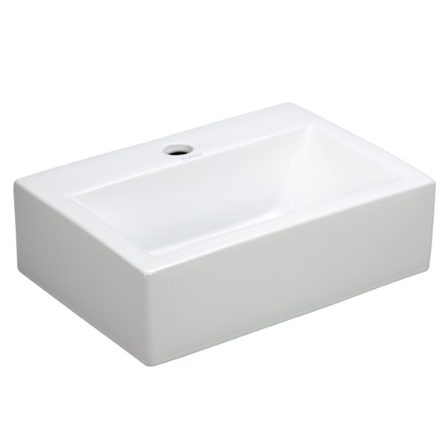 Elite Sinks EC9859 Porcelain Wall-Mounted Rectangle Sink, White