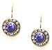 Liz Palacios 16K Gold Plated Petite Rondel Drop Earrings with Tanzanite and Clear Swarovski Crystals