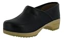 SANITA CLOGS Girls KidsWooden Closed Back Leather Shoes Navy Blue