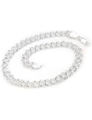5mm Small Sterling Silver 6" Double Link Chain Charm Bracelet