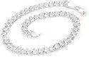 Small 5mm Wide Sterling Silver 7" Double Link Chain Charm Bracelet