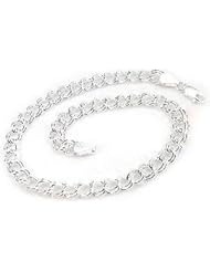 5mm Small Sterling Silver 7.75" Double Link Chain Charm Bracelet