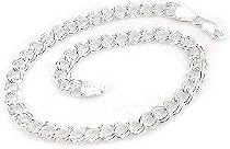 Small 5mm Wide Sterling Silver 7" Double Link Chain Charm Bracelet