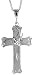 Sterling Silver 3 3/16 (82 mm) Diamond Cut Cross with Dove Pendant