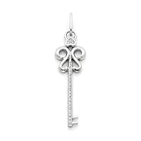 14k White Gold Diamond Key Pendant