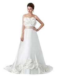 A-line Strapless Sweetheart Satin  Dress With a Sash 