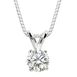 Platinum Four Prong Round Diamond Solitaire Pendant (HI/SI, 1/5 ct. tw.)
