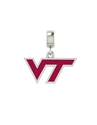 Virginia Tech Hokies VT Collegiate Drop Charm Fits Most European Style Bracelets Including, Chamilia, Zable, Troll and More. High Quality Charm in Stock for Immediate Shipping.