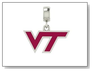 Virginia Tech Hokies VT Collegiate Drop Charm Fits Most European Style Bracelets Including Chamilia Zable Troll and More. High Quality Charm in Stock for Immediate Shipping.