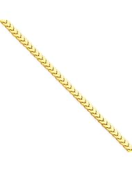 14k Yellow Gold 9.00 Inches 3.00mm Wide Franco Chain Anklet. Weight: 13.10 Grams - 30 Day Money Back Guarantee