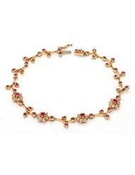 PassionGems High End Ruby & Diamond Bracelet in 14k Gold