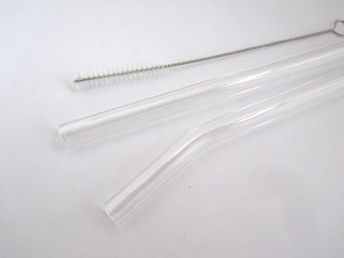 Clear Glass Straws- Bent and Straight- Set of 2- 8 Inch