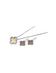 Nickel Free Sterling Silver Pendant & Earring Sets 4 Toned CZ Set