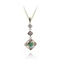 14k Yellow Gold Emerald and Diamond Dangle Pendant, 17"