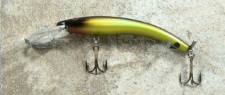 Jlvlures JLV Lures Raptor Minnow Freshwater Diver Green Hornet : Walleye Sauger Pike Bass Steelhead Crankbait Deep Troll Tantalizing Curve Body Wobble Kicking Rattle Rattling Trolling Casting Cast Treble Bronze Hook Darting Structure Fishing Gravel Bottom Rock Stump