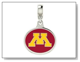 Minnesota Golden Gophers Collegiate Drop Charm Fits Most Pandora Style Bracelets Including Pandora Chamilia Zable Troll and More. High Quality Bead in Stock for Fast Shipping.