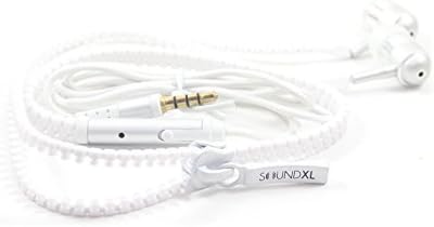 ZIP-Elites ZH2000 Zipper Earbuds by SoundXL (Lifetime Guarantee) - Tangle Free In-Ear Headphones With Enhanced Bass and Microphone (Arctic White)