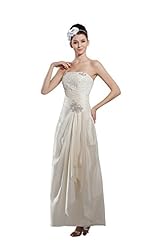 Strapless Beaded Ankle Length Taffeta Evening Dress 