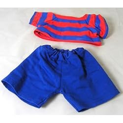 Blue & Red Shorts Outfit Clothes #1872 fits most Webkinz, Shining Star and 8" - 10" Stuffed Animals