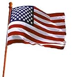 3' x 5' US Nylon flag with sewn stripes & embroidered stars with 5' wood pole banner kit with bracket