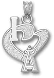 Anaheim Angels Sterling Silver I HEART A 3/4 Pendant