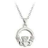 Lucky Rhodium Claddagh Necklace - Made in Ireland
