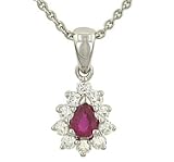 Ruby (.21ct) and Round Diamond(.23ct) Pendant on Chain