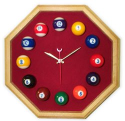 13in Octagon Billiard Clock Felt Clocks
