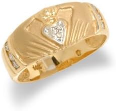14K Yellow Gold Mens Diamond Claddah Ring Size 11