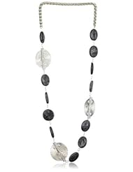 Devon Leigh "Ethnic and Tribal" Long Hysterstone and Rhodium Dipped Medallion Necklace