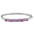 14K White Gold Pink Sapphire and Diamond Bangle Bracelet