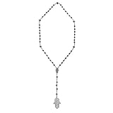 Stainless Steel Judaica Hamsa Rosary Necklace