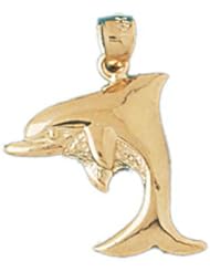 Dazzlers Solid 14 karats gold Dolphin Charm Pendant Available in three colors from jewelsberry (weights: 1.8 grams only)