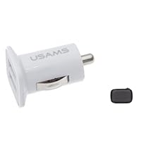 White Compact High Output Dual USB Port Car Charger DC Plug in Adapter for Samsung GALAXY Tab 2 - Samsung GALAXY Note 10.1 - Includes a Accessory Hard Case