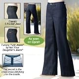 AsWeChange Tummy Tuck Trouser Jeans - Pinstripe 14 Blue at AsWeChange