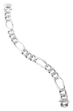 Sterling Silver Rhodium CZ Set Link Mens Bracelet - 7 Inch