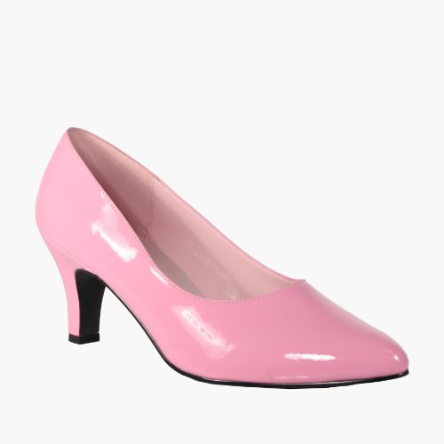 3 Inch Trendy High Heel Shoe Block Heel Classic Pump Baby Pink Patent