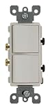 Leviton 5627-W 20 Amp, 120/277 Volt, Decora Brand Style Single-Pole / Single-Pole AC Combination Switch, Commercial Grade, Grounding, White