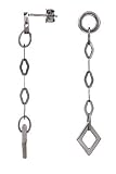 14K White Gold Fancy Link Dangle Earrings