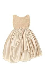 Girls Sleeveless Spaghetti Strap Tea Length Embroidered Tiered  Fitted  Satin/Tulle Flower-Girl Dress/Party Dress  With a Bow(s) and Ruffles
