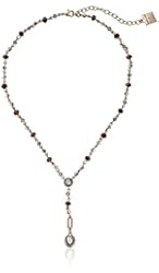 Anne Klein "Party Ready" Bronze-Tone/Light Rose Y-Shaped Necklace, 17" + 2" Extender