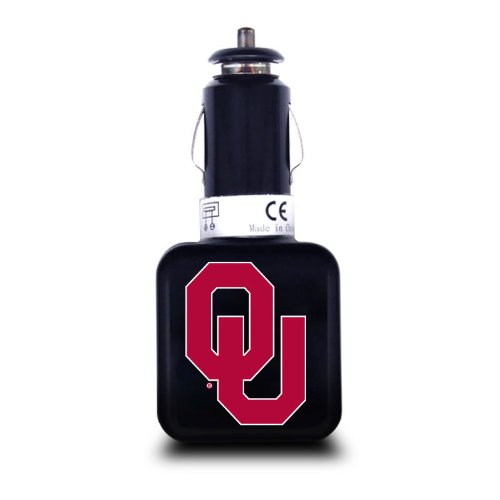 NCAA Oklahoma Sooners Dual USB Car Charger with USB Charge/Sync Cable for Apple iPhone, iPod, and iPad