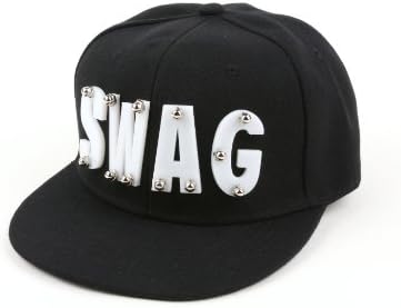 Unisex Studded Military Baseball Cap (Black/Swag)